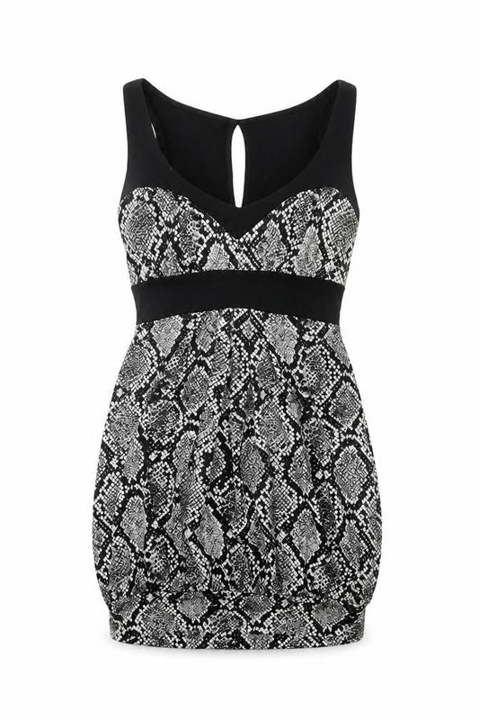 Internacionale Womens Black Animal Print Polyester Mini Size 10 V-Neck Tie