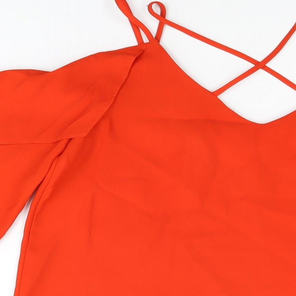Womens UK Size 8 River Island Red Basic Blouse