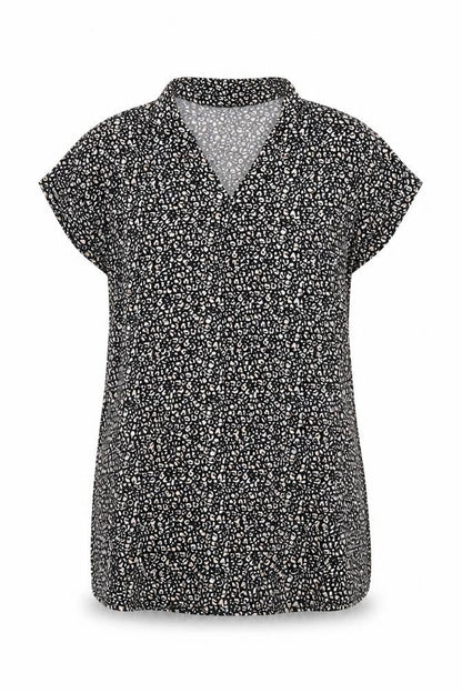 New Look Womens Black Animal Print Viscose Shift Size 14 Collared Pullover