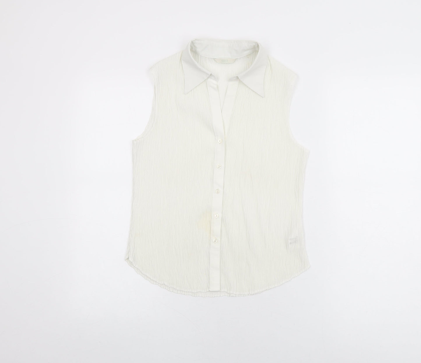 Womens UK Size 14 Marks and Spencer White Basic Button-Up