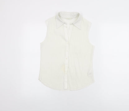 Womens UK Size 14 Marks and Spencer White Basic Button-Up