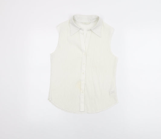 Womens UK Size 14 Marks and Spencer White Basic Button-Up