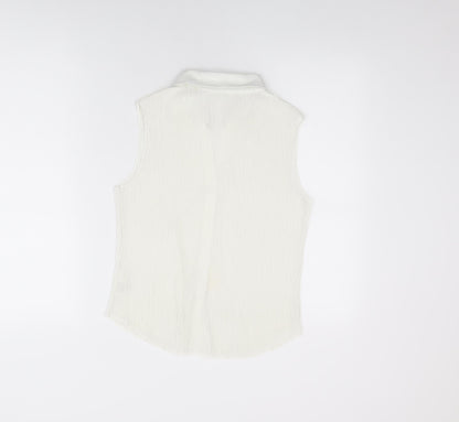Womens UK Size 14 Marks and Spencer White Basic Button-Up