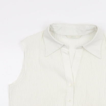 Womens UK Size 14 Marks and Spencer White Basic Button-Up