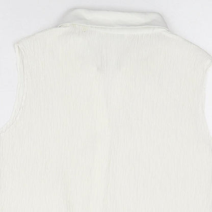 Womens UK Size 14 Marks and Spencer White Basic Button-Up