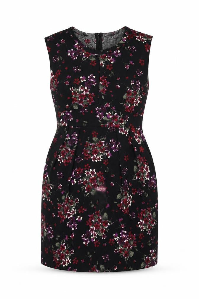 Apricot Womens Black Floral Polyester Bodycon Size 14 Round Neck Zip