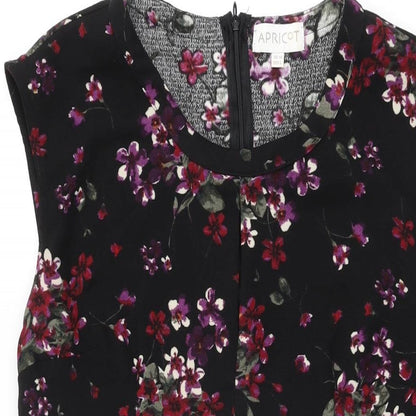 Apricot Womens Black Floral Polyester Bodycon Size 14 Round Neck Zip