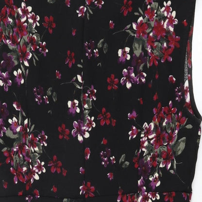 Apricot Womens Black Floral Polyester Bodycon Size 14 Round Neck Zip
