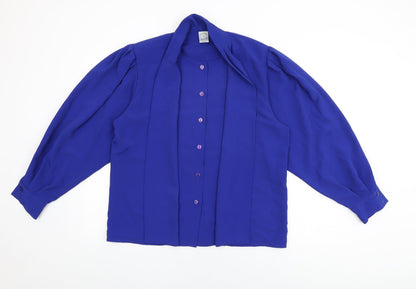 Womens UK Size 14 Country Casuals Blue Basic Button-Up