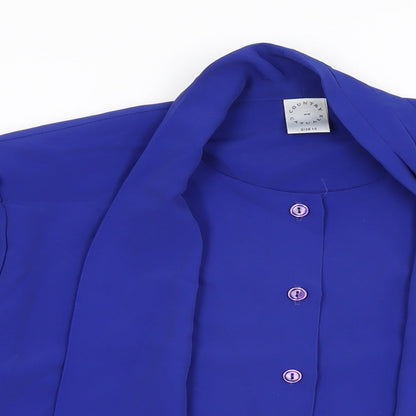 Womens UK Size 14 Country Casuals Blue Basic Button-Up