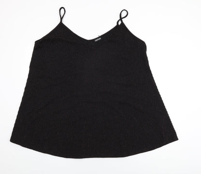 Curvewow Womens Black Polyester Basic T-Shirt Size 24 V-Neck