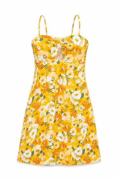 H&M Womens Orange Floral Polyester Mini Size S Off the Shoulder Pullover