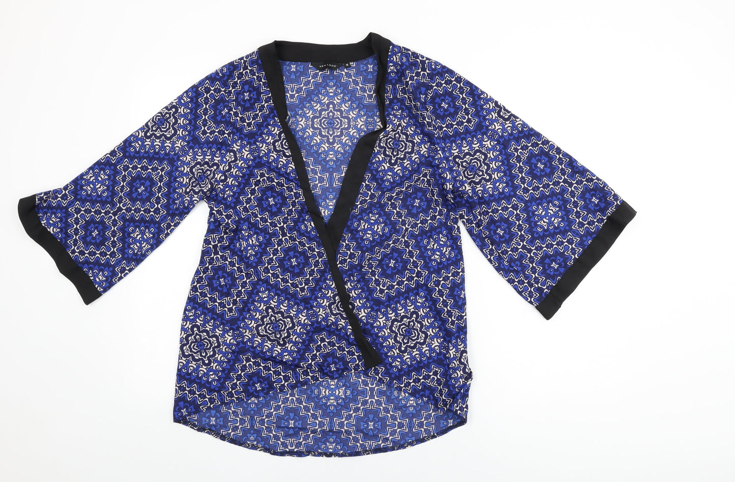 Womens UK Size 12 New Look Blue Kimono Blouse