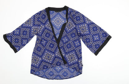 Womens UK Size 12 New Look Blue Kimono Blouse