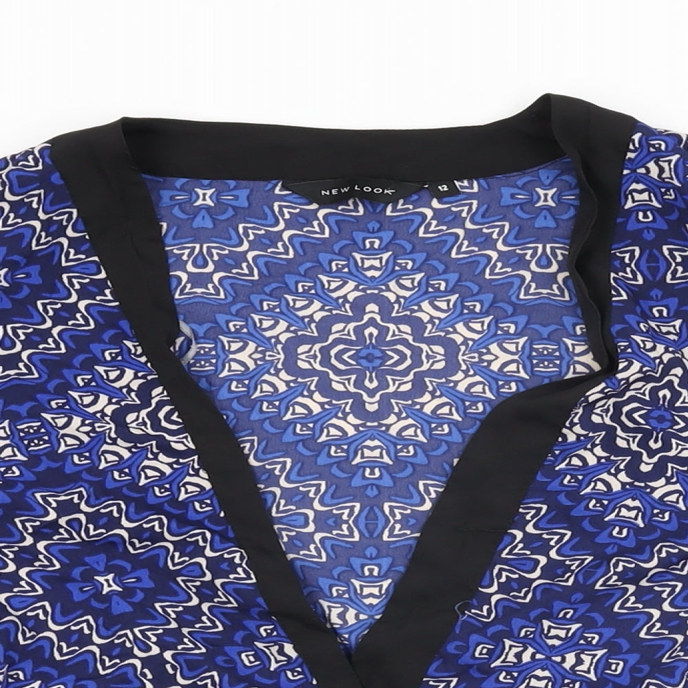 Womens UK Size 12 New Look Blue Kimono Blouse