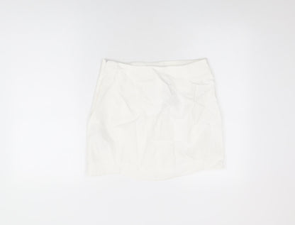Bershka Womens White Cotton Mini Skirt Size M Zip