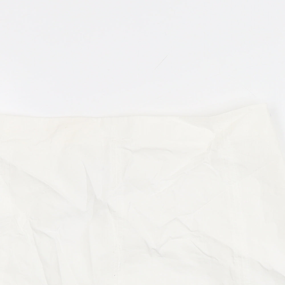 Bershka Womens White Cotton Mini Skirt Size M Zip