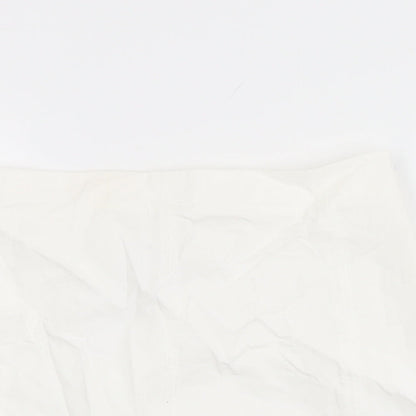 Bershka Womens White Cotton Mini Skirt Size M Zip