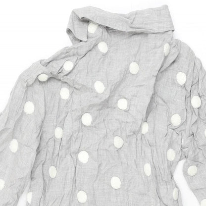 Zara Womens Grey Polka Dot Viscose Shift Size XS Collared Pullover
