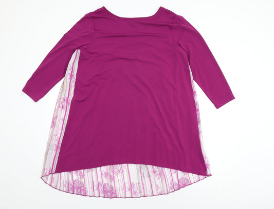 Attitudes Womens Purple Polyester Basic T-Shirt Size M Round Neck