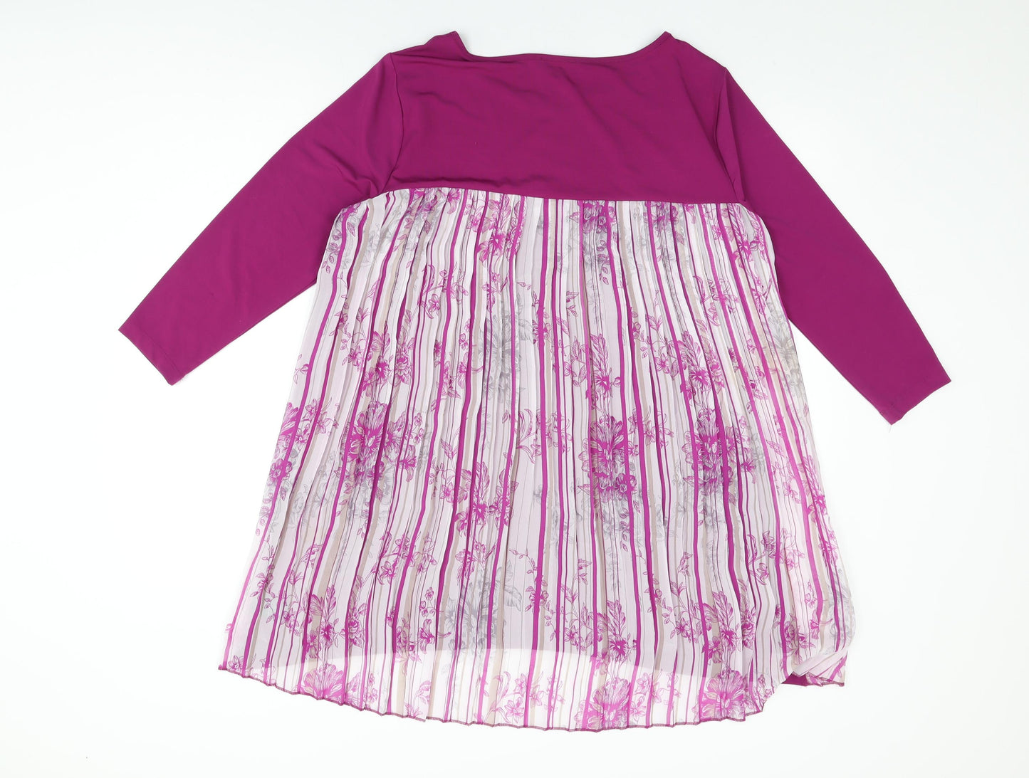 Attitudes Womens Purple Polyester Basic T-Shirt Size M Round Neck