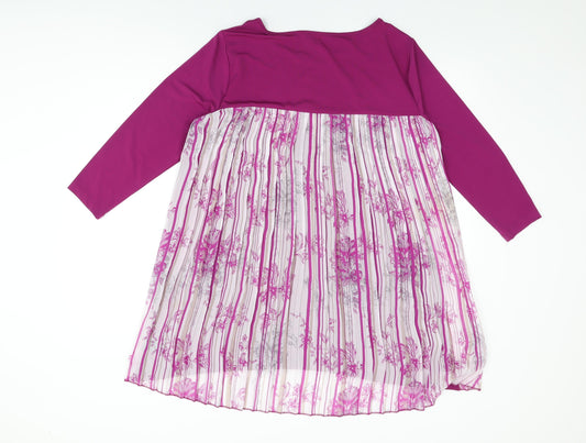 Attitudes Womens Purple Polyester Basic T-Shirt Size M Round Neck