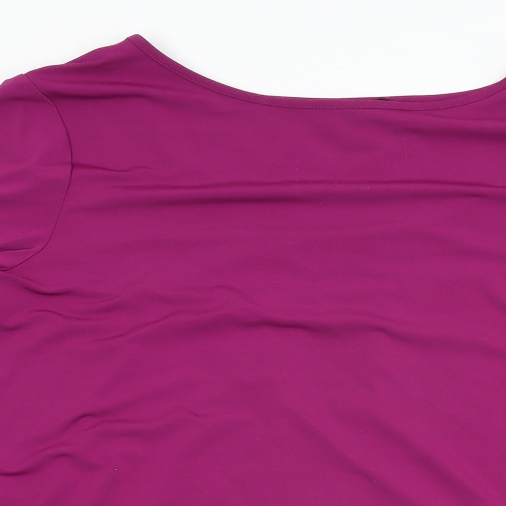 Attitudes Womens Purple Polyester Basic T-Shirt Size M Round Neck