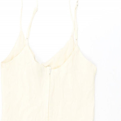 H&M Womens Ivory Viscose Playsuit One-Piece Size 6 Zip