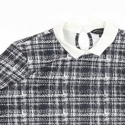 Dorothy Perkins Womens Black Geometric Polyester Basic T-Shirt Size 8 Collared