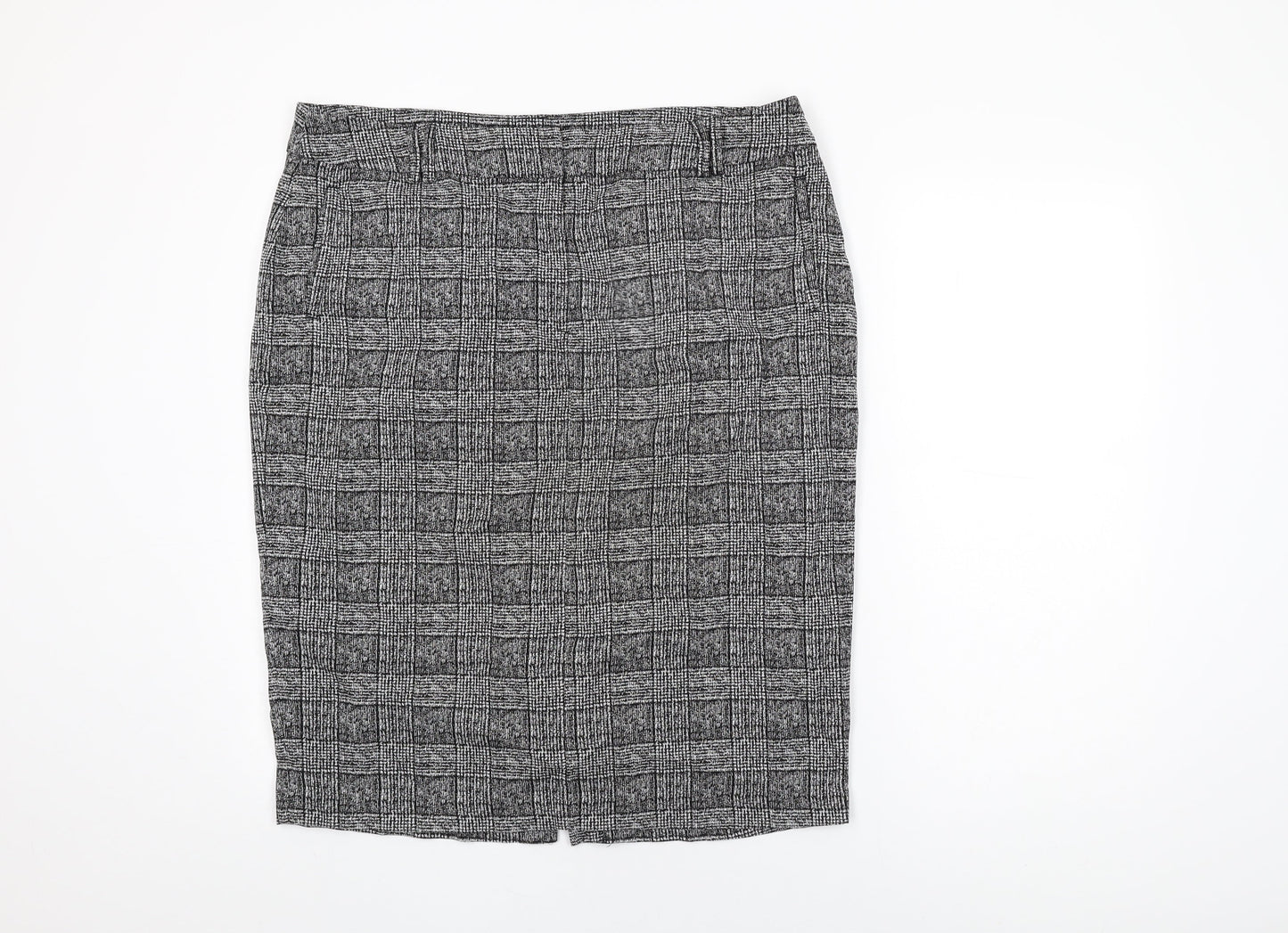 Marks and Spencer Womens Grey Geometric Polyester Straight & Pencil Skirt Size 18 Zip
