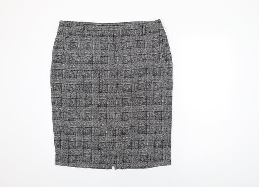 Marks and Spencer Womens Grey Geometric Polyester Straight & Pencil Skirt Size 18 Zip