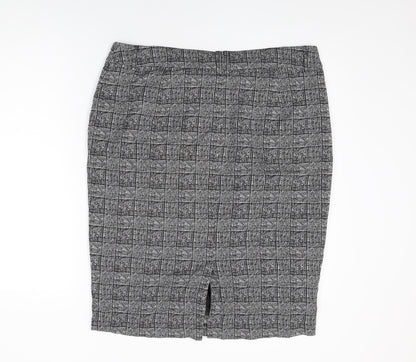 Marks and Spencer Womens Grey Geometric Polyester Straight & Pencil Skirt Size 18 Zip