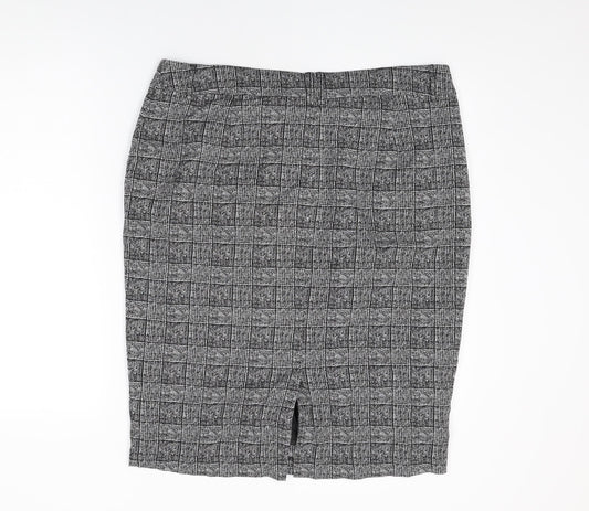 Marks and Spencer Womens Grey Geometric Polyester Straight & Pencil Skirt Size 18 Zip