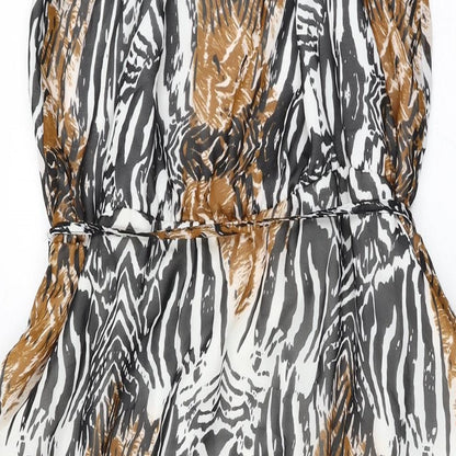 M&Co Womens White Animal Print Polyester Shift Size 20 V-Neck Tie