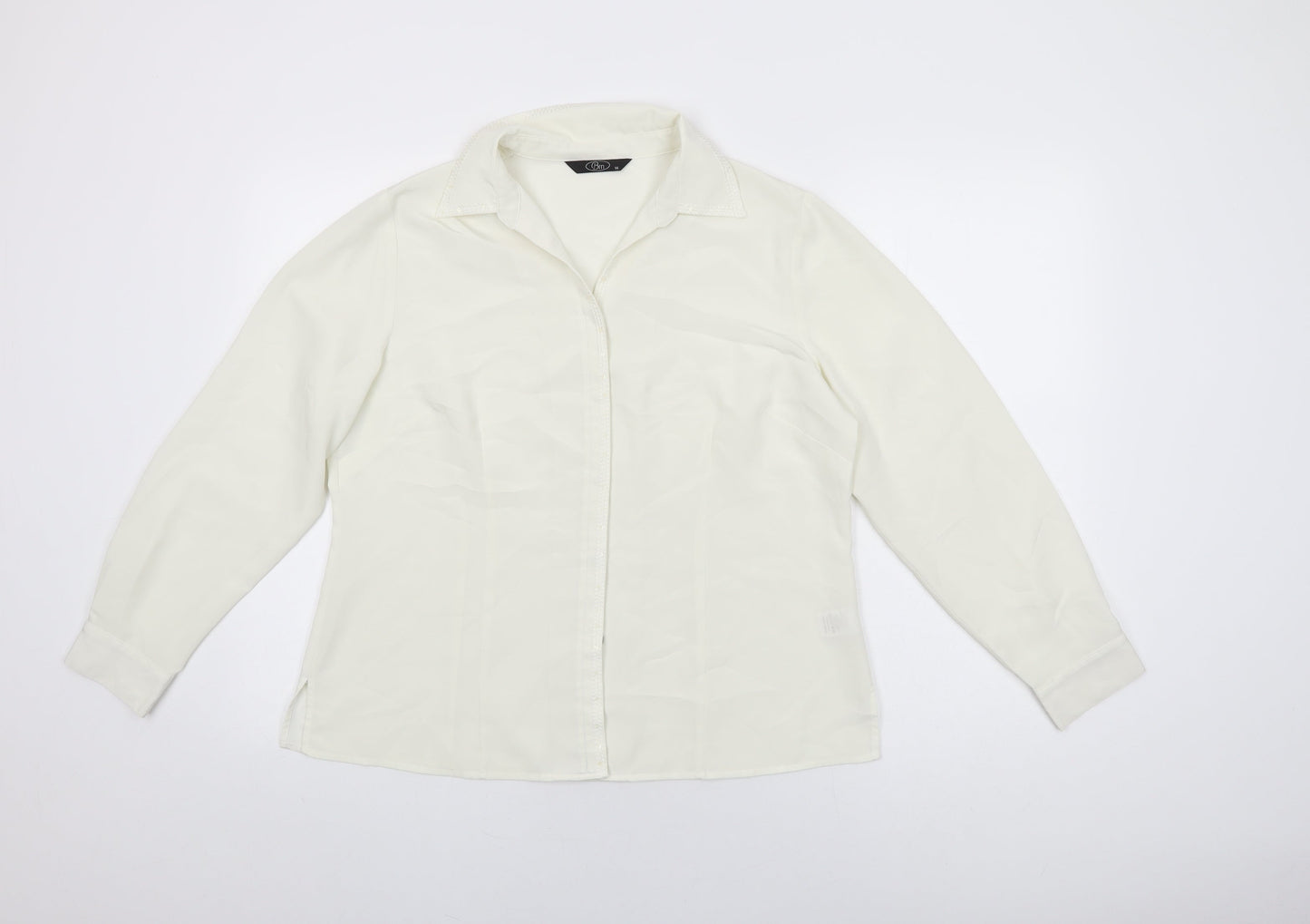 Womens UK Size 16 BM Collection Ivory Basic Button-Up