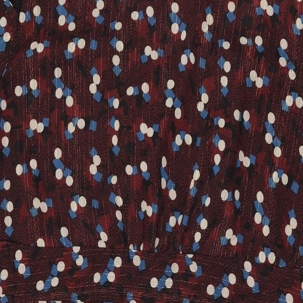 Evans Womens Red Geometric Polyester Shift Size 26 Square Neck Zip