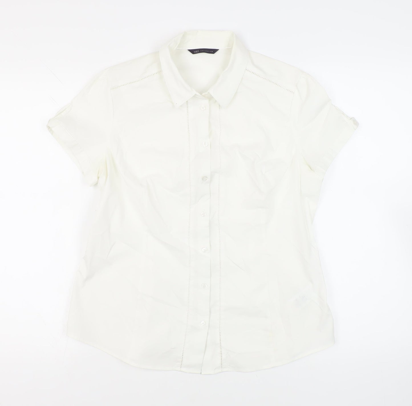 Womens UK Size 14 Marks and Spencer White Basic Button-Up