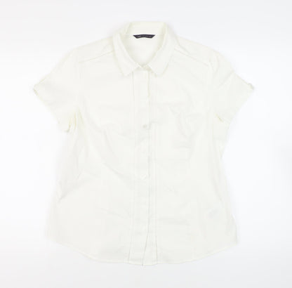 Womens UK Size 14 Marks and Spencer White Basic Button-Up