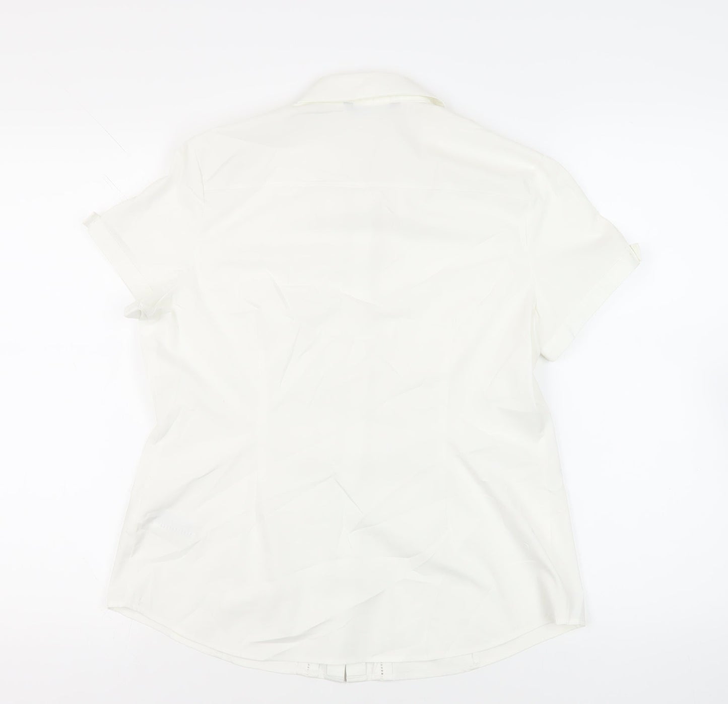 Womens UK Size 14 Marks and Spencer White Basic Button-Up