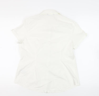 Womens UK Size 14 Marks and Spencer White Basic Button-Up