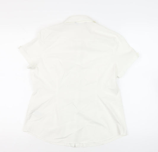 Womens UK Size 14 Marks and Spencer White Basic Button-Up