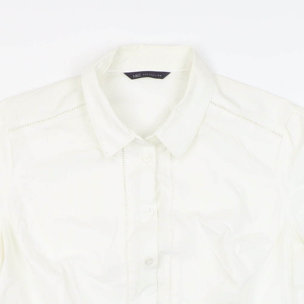 Womens UK Size 14 Marks and Spencer White Basic Button-Up