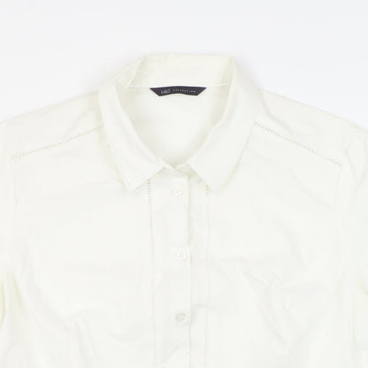 Womens UK Size 14 Marks and Spencer White Basic Button-Up
