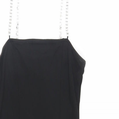 H&M Womens Black Viscose Bodycon Size XS Square Neck Pullover - Rhinestone Straps