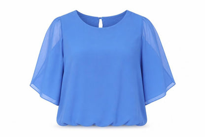 Roman Womens Blue Polyester Basic Blouse Size 16 Boat Neck - Cold Shoulder