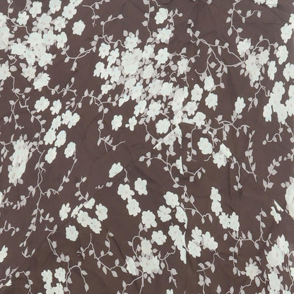 Marks and Spencer Womens Brown Floral Viscose Flare Skirt Size 16 - Lined