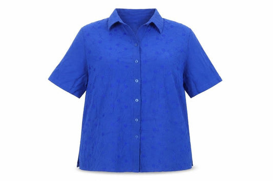 Best Basics Womens Blue Viscose Basic Button-Up Size 18 Collared - Embroidered