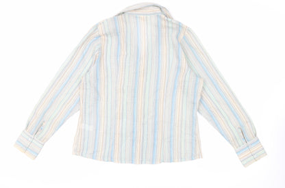 EWM Womens Multicoloured Striped Cotton Basic Button-Up Size 10 Collared