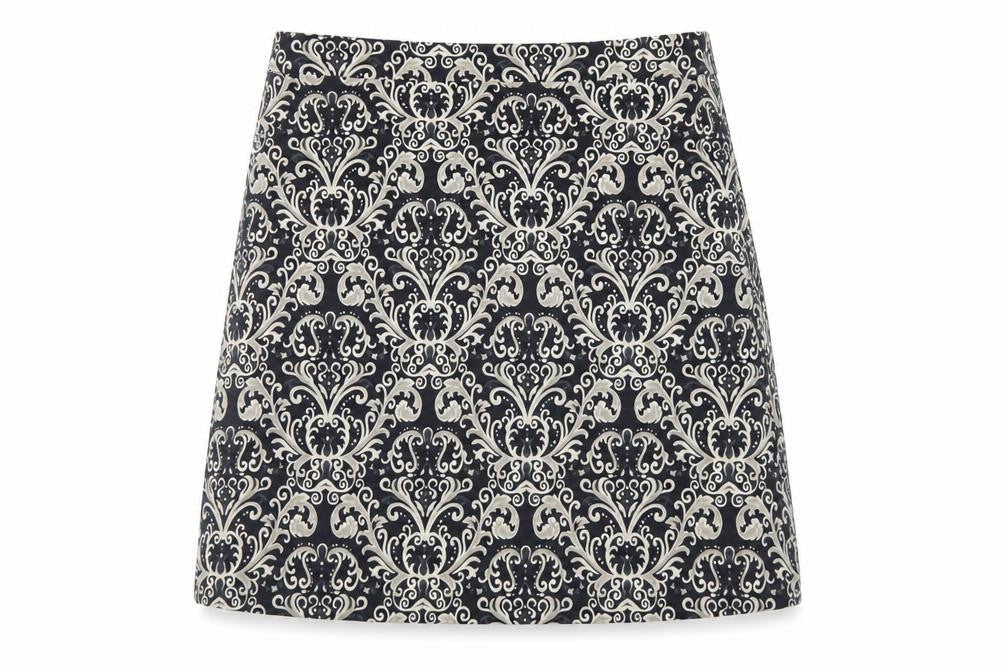 Marks & Spencer Womens Black Paisley Polyester A-Line Skirt Size 10 Zip - Lined