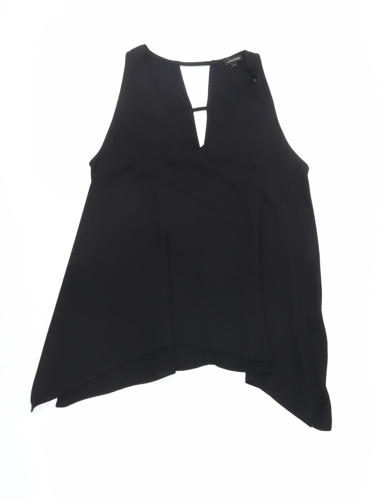 Womens UK Size 14 River Island Black Basic Tank